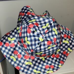 Reversable Girls Cherry Print Bucket Hat